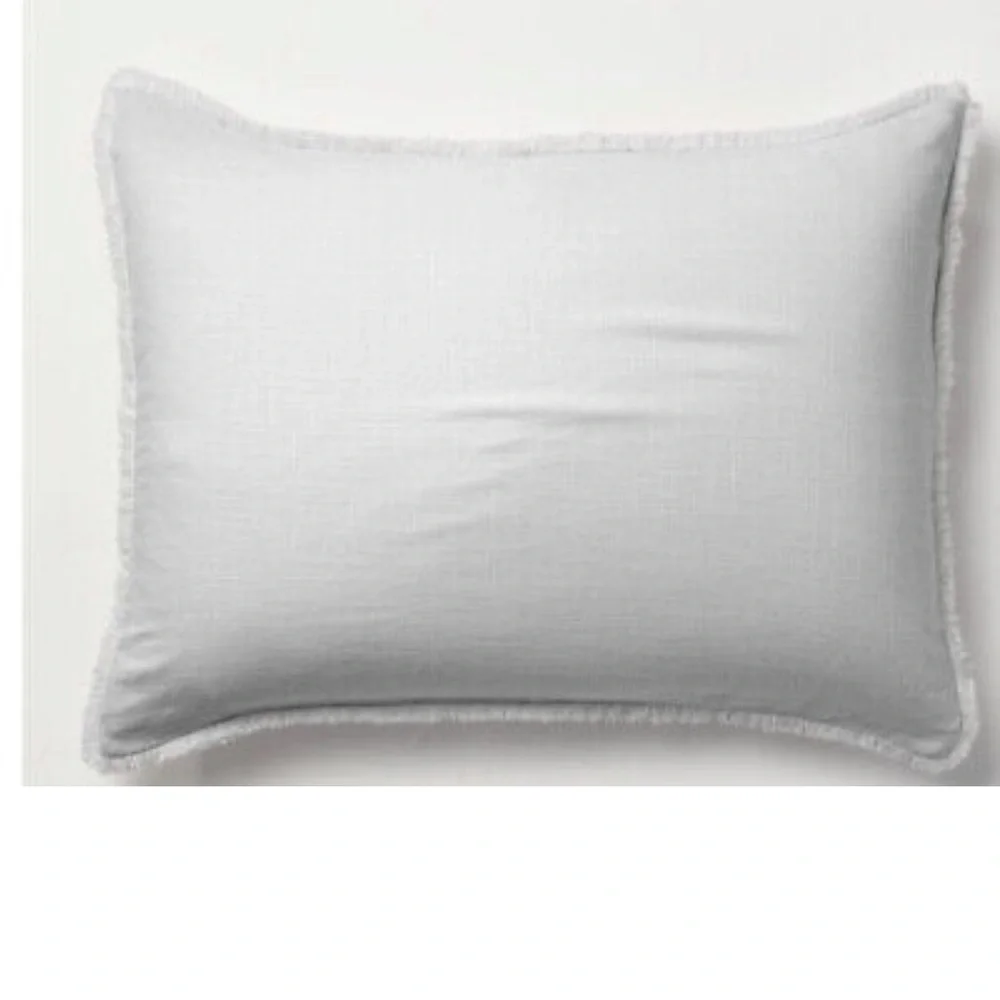 Casaluna Standard Size Pillow Sham Heavyweight Linen Blend Raw Edge Gray